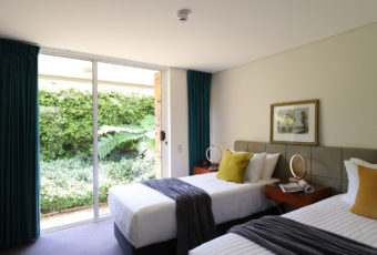 twin beds-garden view